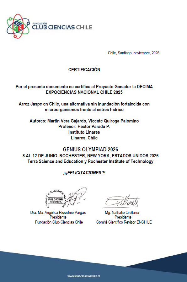 Certificado Genius Olympiad